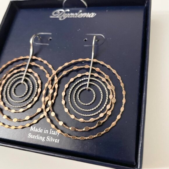 Dyadema Sterling Silver Dangle Circle Hoop Earrings - Picture 3 of 16